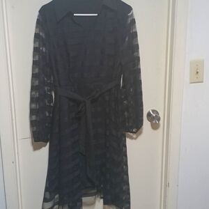 Sheer Sleeve Black Dress